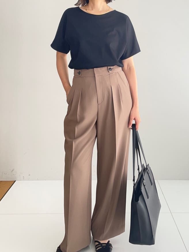 murayamaさんの「INDIVI｜【着心地◎！】タックワイドパンツ」を使ったコーディネート