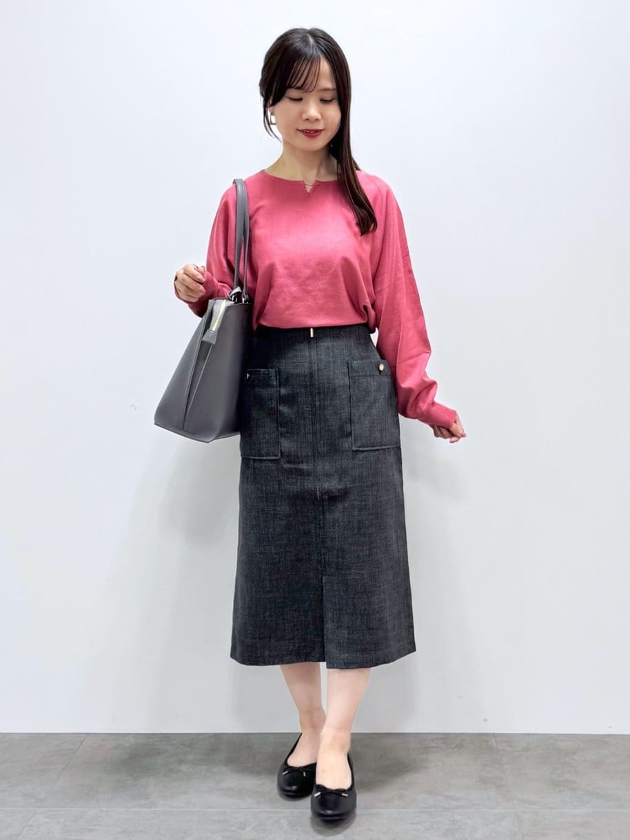 kozuさんの「index｜ビジューキーネックドルマンニット【洗濯機OK】」を使ったコーディネート