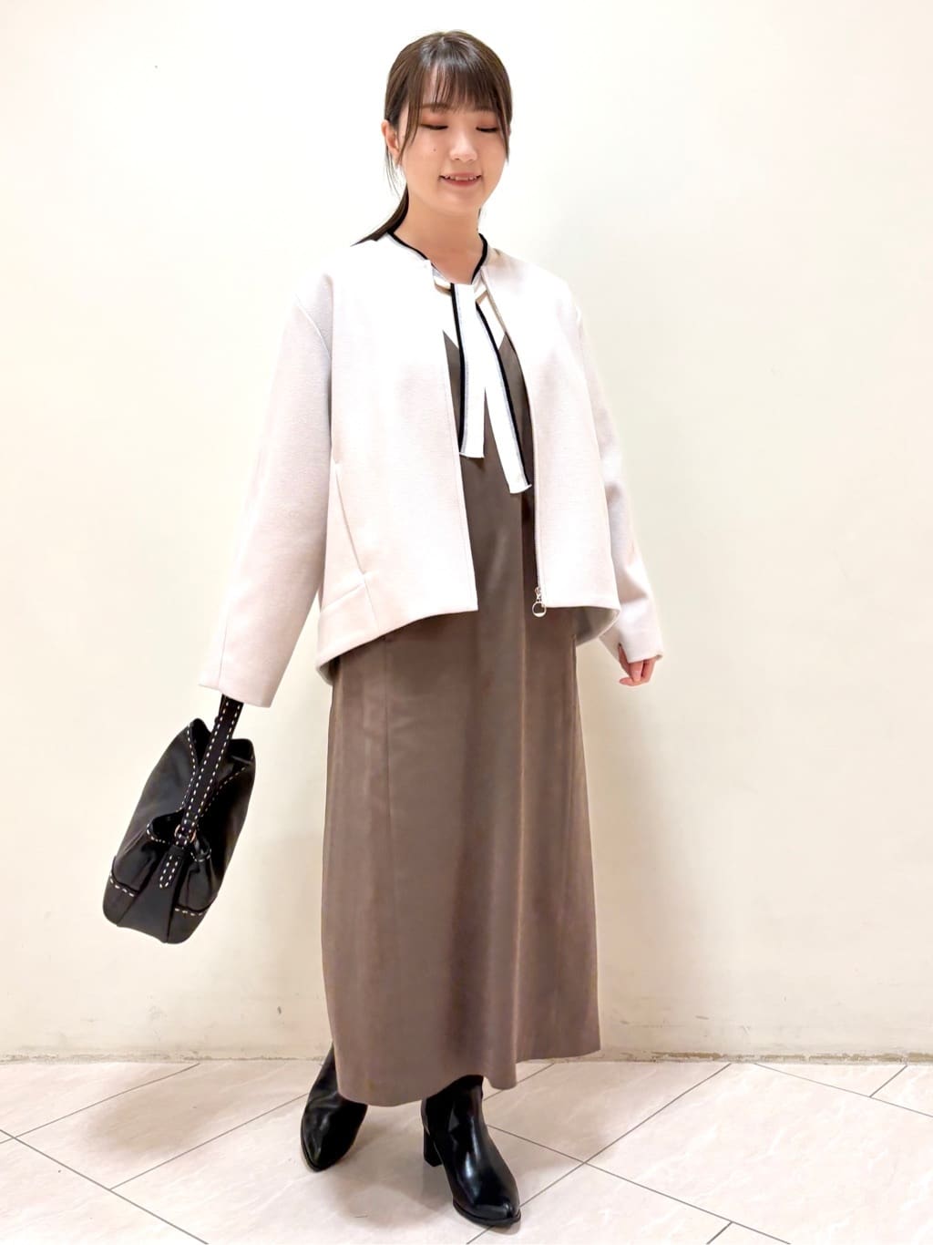 mikiさんの「Reflect｜【ゆったりシルエット】ジャージメルトンコクーンジャケット」を使ったコーディネート