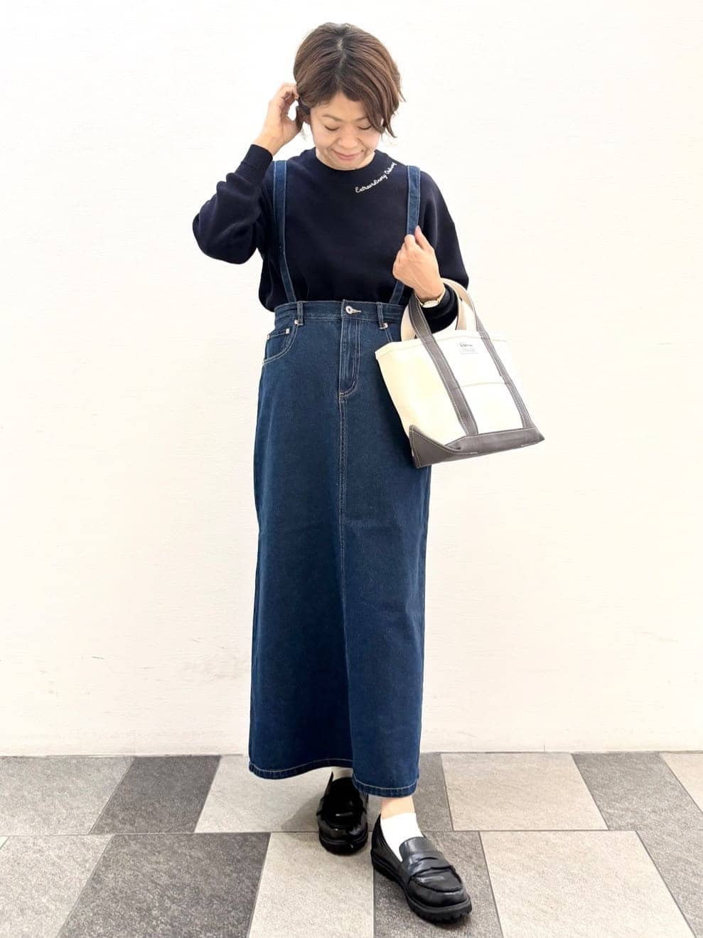 Haruさんの「Dessin｜【洗える】刺繍入りジャカードニット」を使ったコーディネート