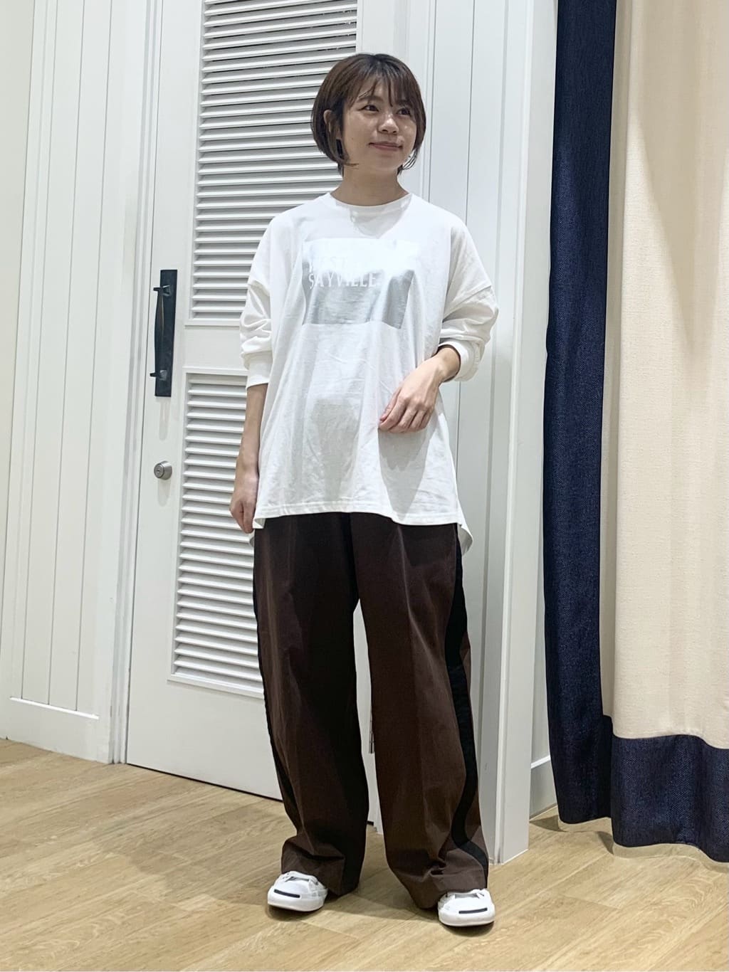 IMARIさんの「Dessin｜【洗える】箔プリントロングTシャツ」を使ったコーディネート