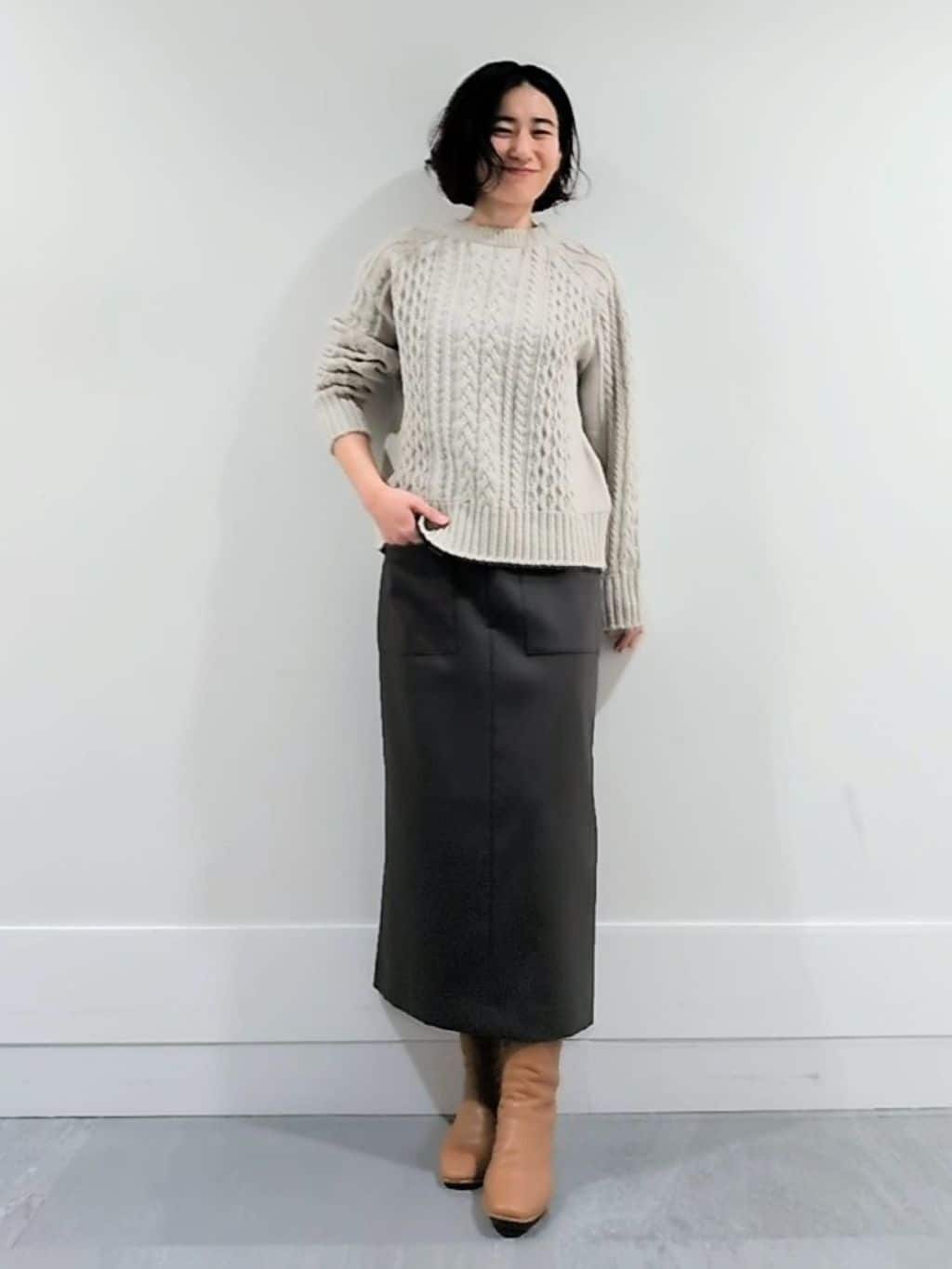ミズタさんの「UNTITLED｜【洗える】スポンディッシュ ケーブル柄ニット」を使ったコーディネート