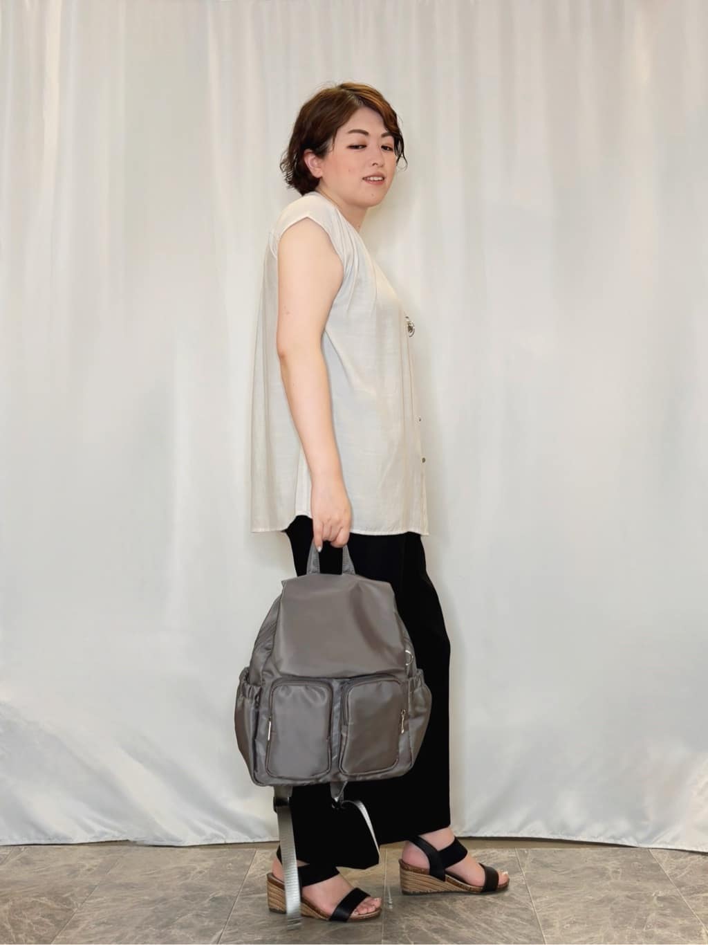 たみさんの「SHOO･LA･RUE｜【S-LL/洗濯後しわになりにくい】上品にきれい見え スラブギャザーブラウス」を使ったコーディネート