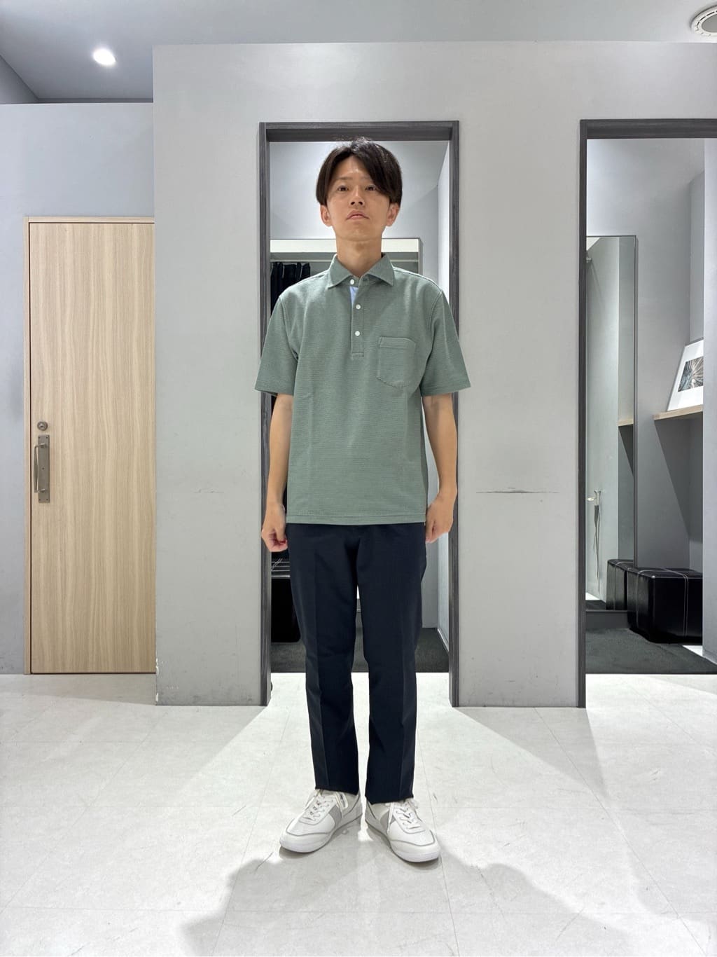 わいずみさんの「TAKEO KIKUCHI｜【抗菌防臭／9色5サイズ展開】ハニカムメランジ ポロシャツ」を使ったコーディネート
