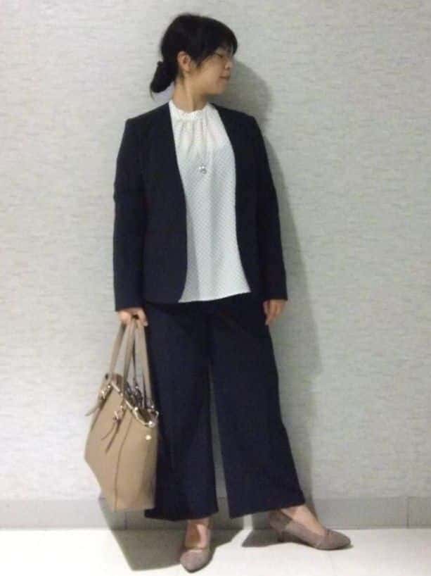 sakoさんの「Reflect｜【SS-4Lサイズ／通勤／セットアップ可】ノーカラージャケット」を使ったコーディネート