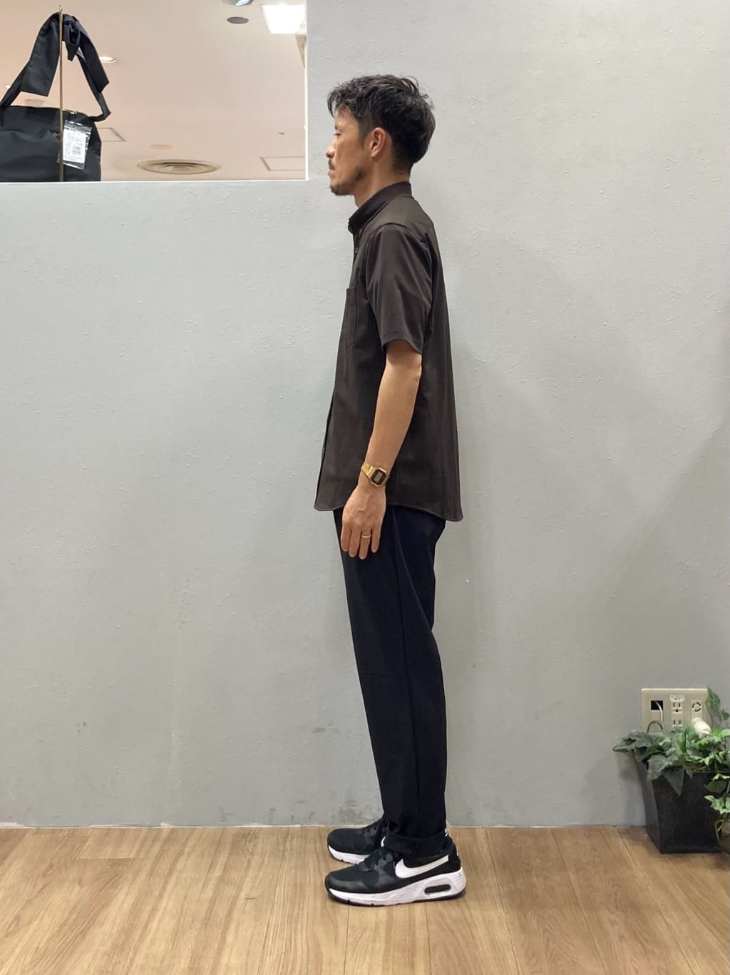 シュンさんの「TAKEO KIKUCHI｜【COOL CITY WEAR】ストライプジャージ ボタンダウンシャツ /接触冷感」を使ったコーディネート