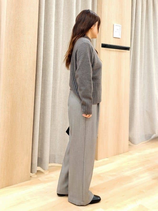 ふるさんの「grove｜【洗える】バックリブ切替ニット」を使ったコーディネート