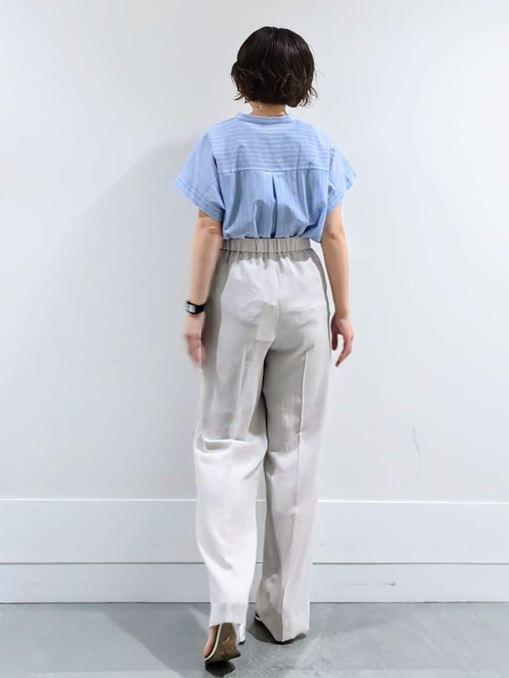 ミズタさんの「UNTITLED｜【洗える/スキッパー】フレンチスリーブシアーブラウス」を使ったコーディネート