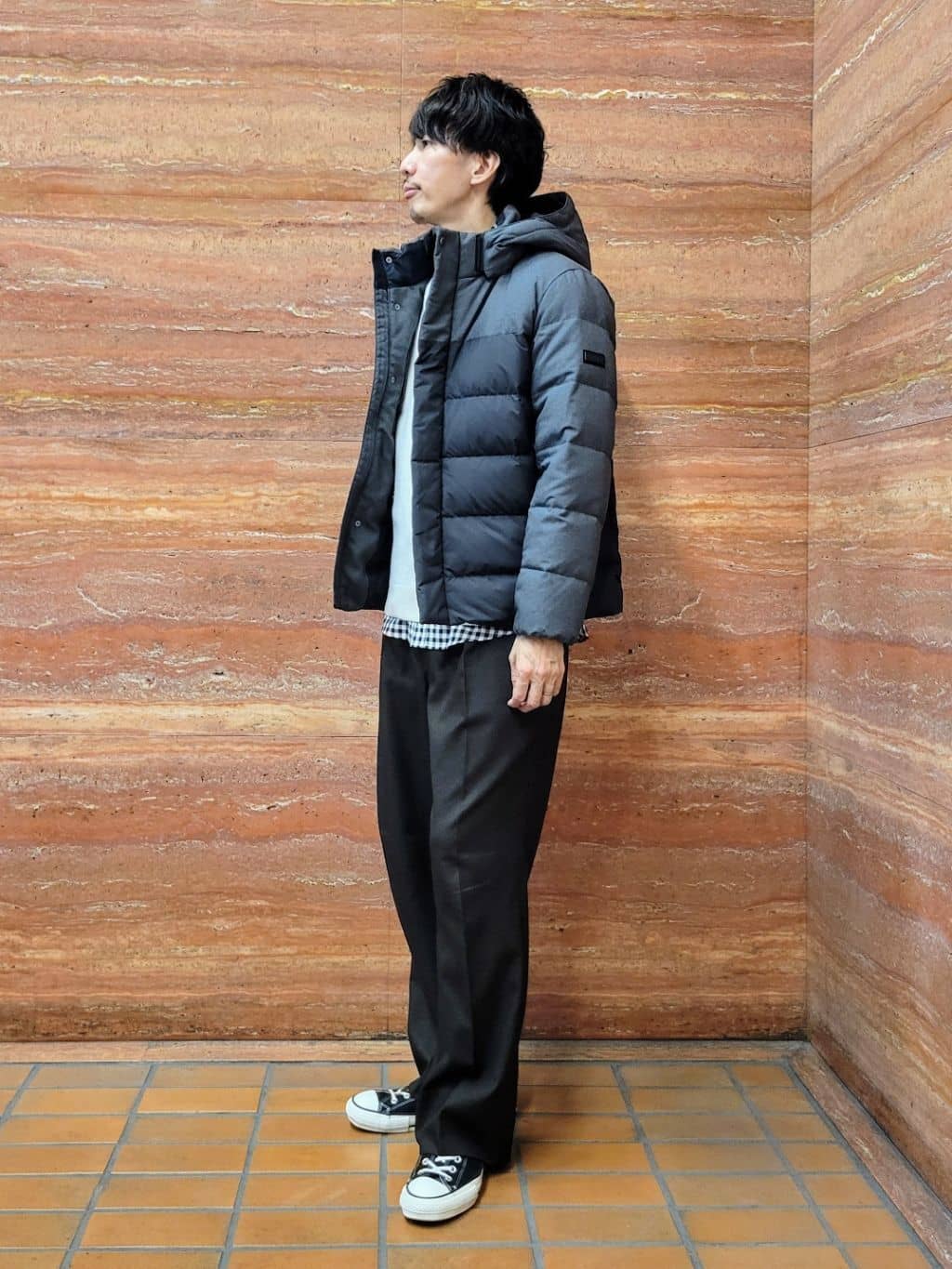 piroyaさんの「TAKEO KIKUCHI｜カラーコンビ ダウンブルゾン」を使ったコーディネート