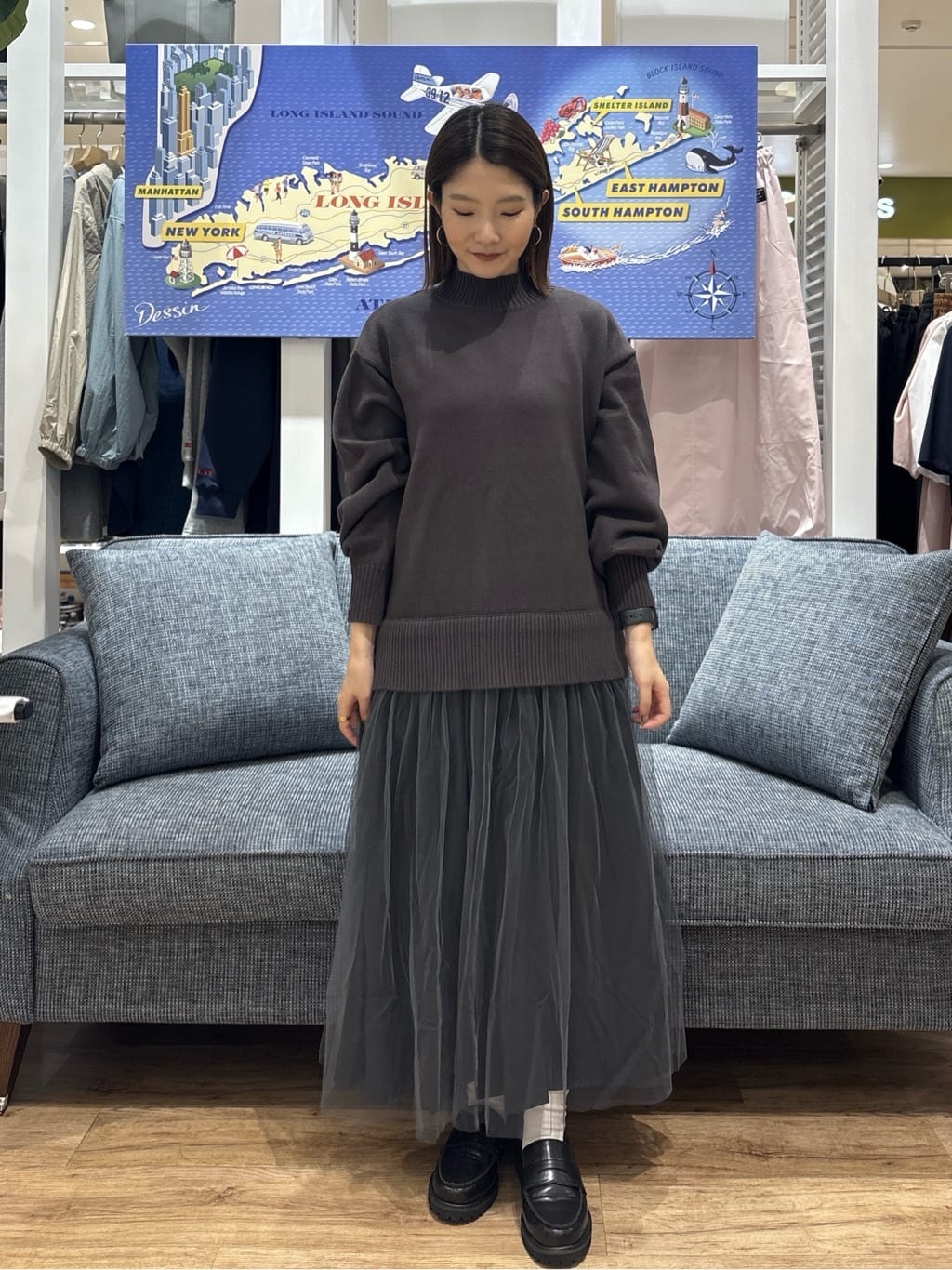 risaさんの「Dessin｜【洗える】ニットチュールドッキングワンピース」を使ったコーディネート
