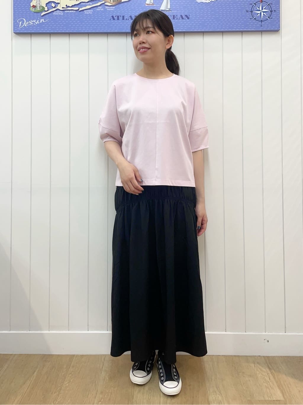 Mayaさんの「Dessin｜【二の腕カバー／UVカット】ランタンスリーブカットソー」を使ったコーディネート
