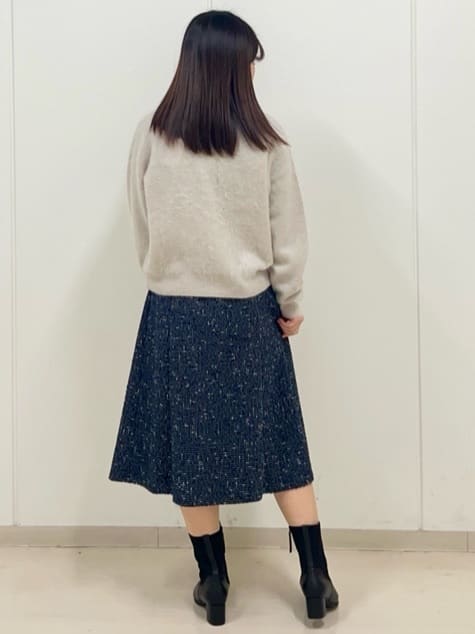 ゆうさんの「Reflect｜【広がりすぎない／美シルエット◎】ツイードフレアスカート」を使ったコーディネート