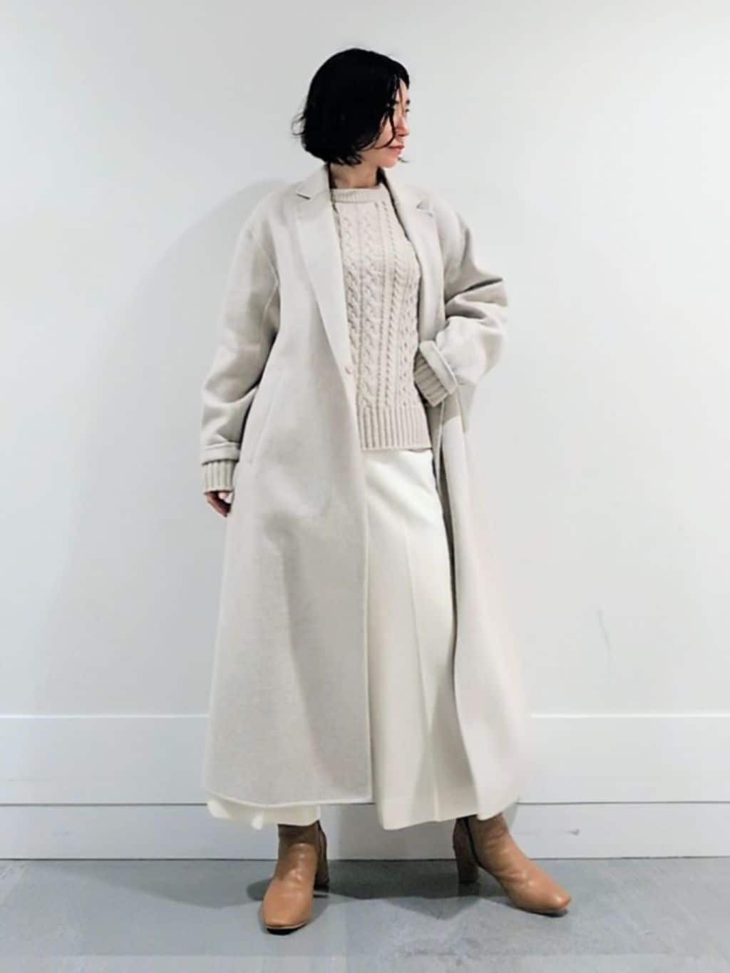 ミズタさんの「UNTITLED｜【洗える】スポンディッシュ ケーブル柄ニット」を使ったコーディネート