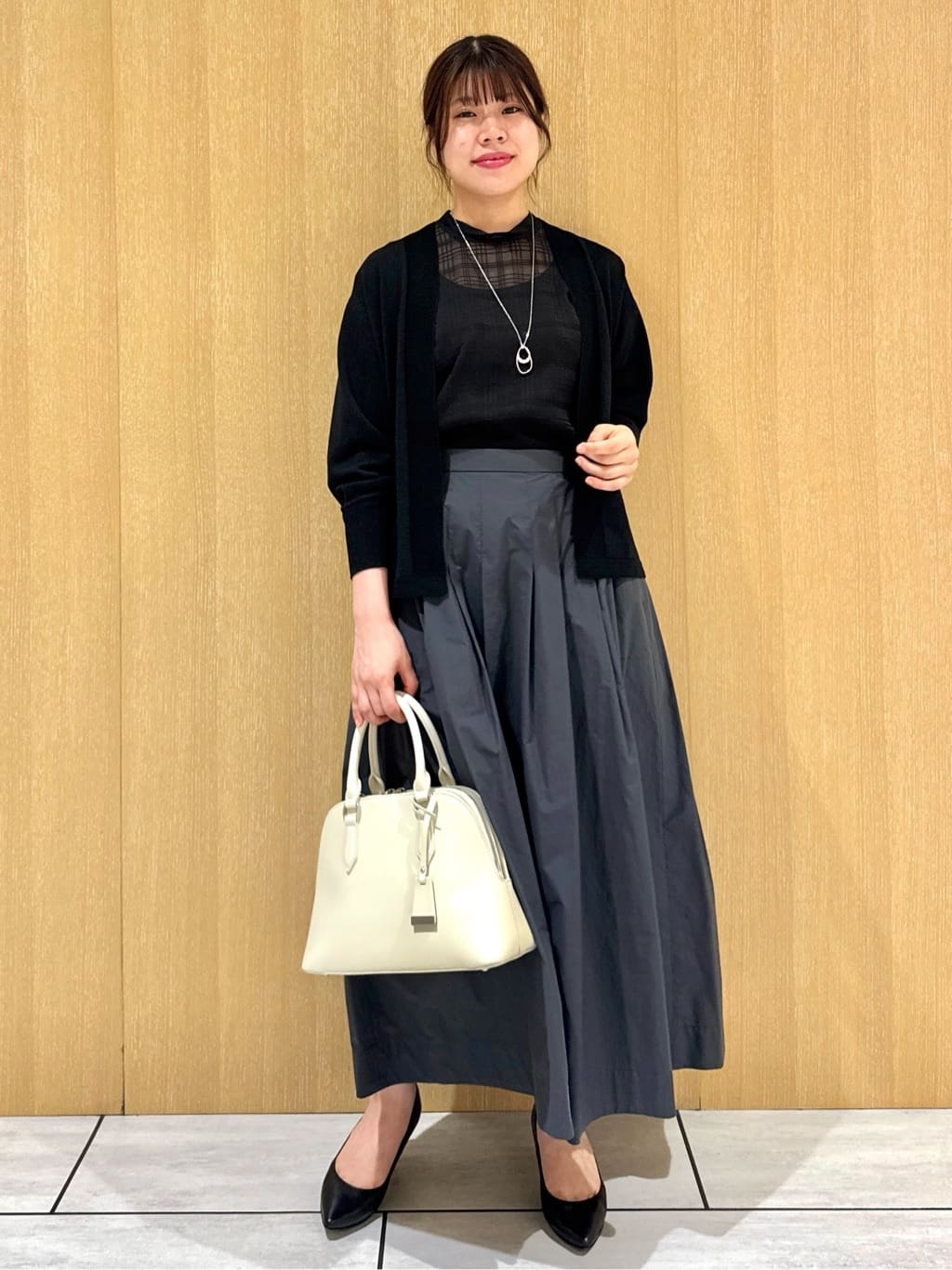 nanaさんの「UNTITLED｜【シアー】チェックスタンドネックブラウス」を使ったコーディネート