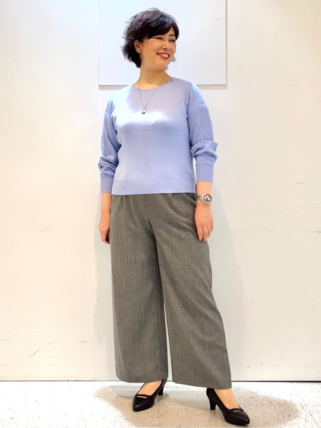 ヤスコさんの「Reflect｜【選べる6色／長く着られる◎】ボートネックニット」を使ったコーディネート