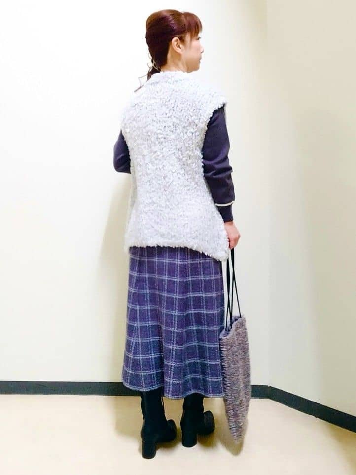 花さんの「Reflect｜【コートインでもすっきり◎】チェック柄ニットドッキングワンピース」を使ったコーディネート