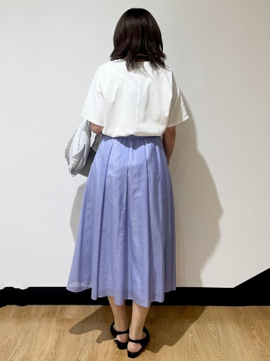 ayaさんの「Reflect｜【マシンウォッシュ可／セットアップ可】シアーボックスタックプリーツスカート」を使ったコーディネート