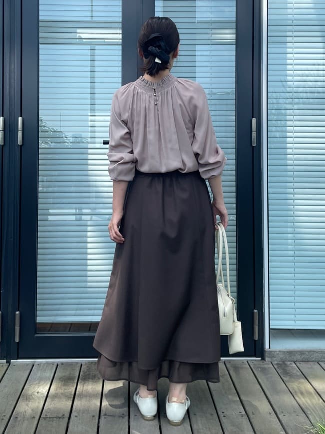 abeさんの「Couture brooch｜【マシンウォッシャブル・美シルエット】裾シアーフレアスカート」を使ったコーディネート