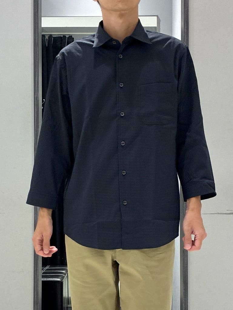 わいずみさんの「TAKEO KIKUCHI｜【COOL CITY WEAR】DotAir（R）サッカー シャツ」を使ったコーディネート