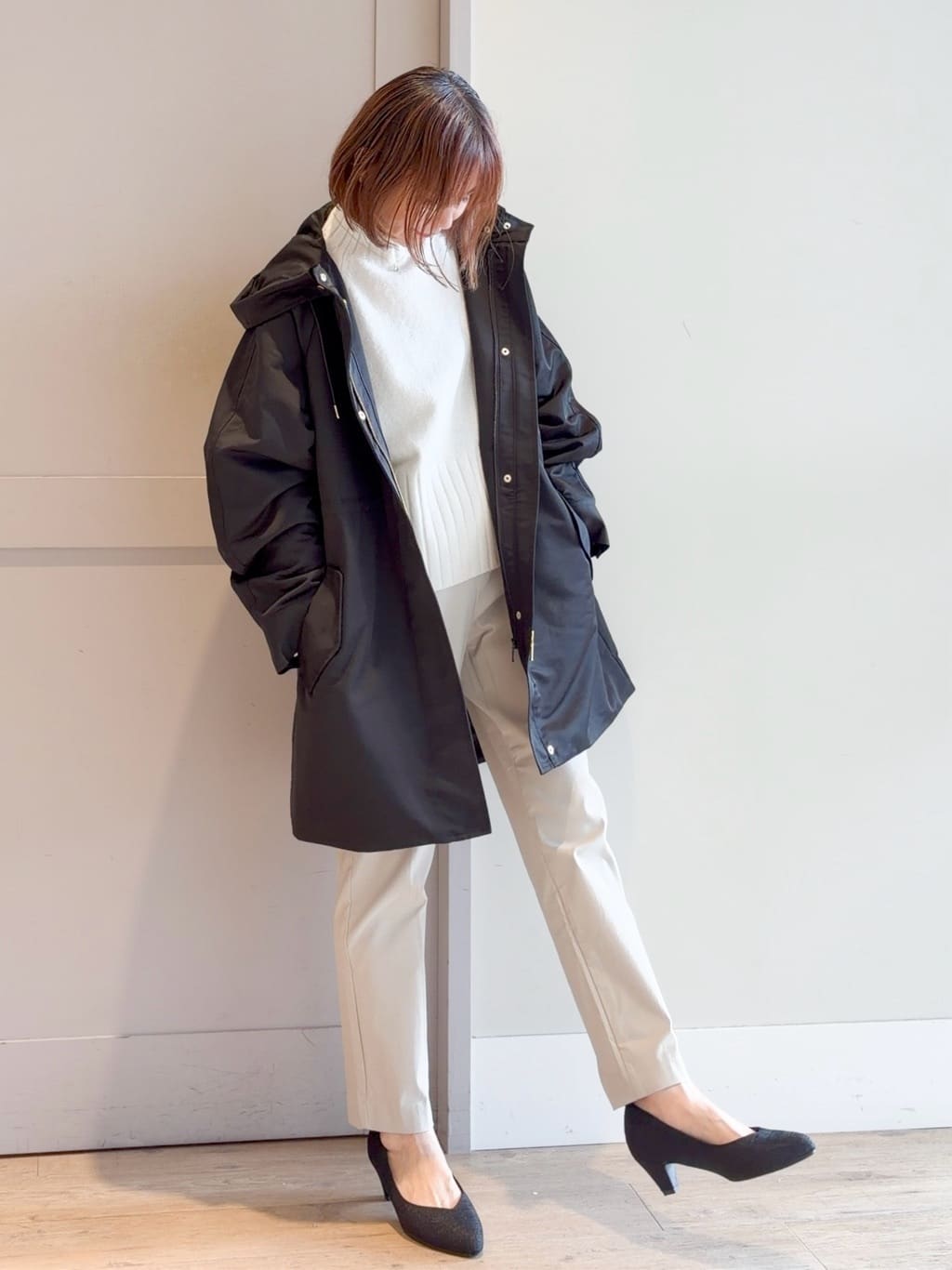 yamakoさんの「grove｜【洗える】バックリブ切替ニット」を使ったコーディネート