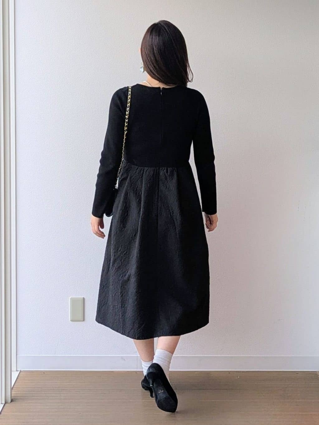 なみきさんの「UNTITLED｜【大人フェミニン/トレンド】ニット&times;ジャカード ドッキングワンピース」を使ったコーディネート