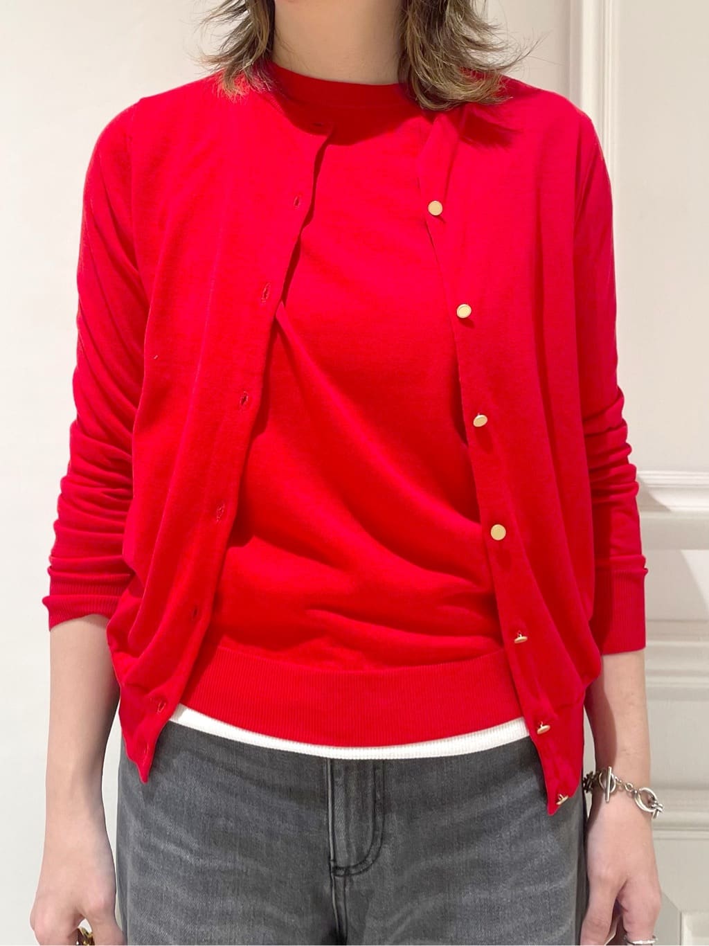 makiさんの「DRESSTERIOR｜ヴィンテージ加工ワイドデニムパンツ」を使ったコーディネート