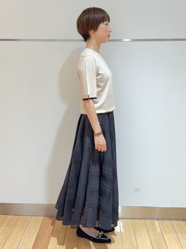 あやさんの「UNTITLED｜【セットアップ可/後ろウエストゴム】シアーチェックスカート」を使ったコーディネート