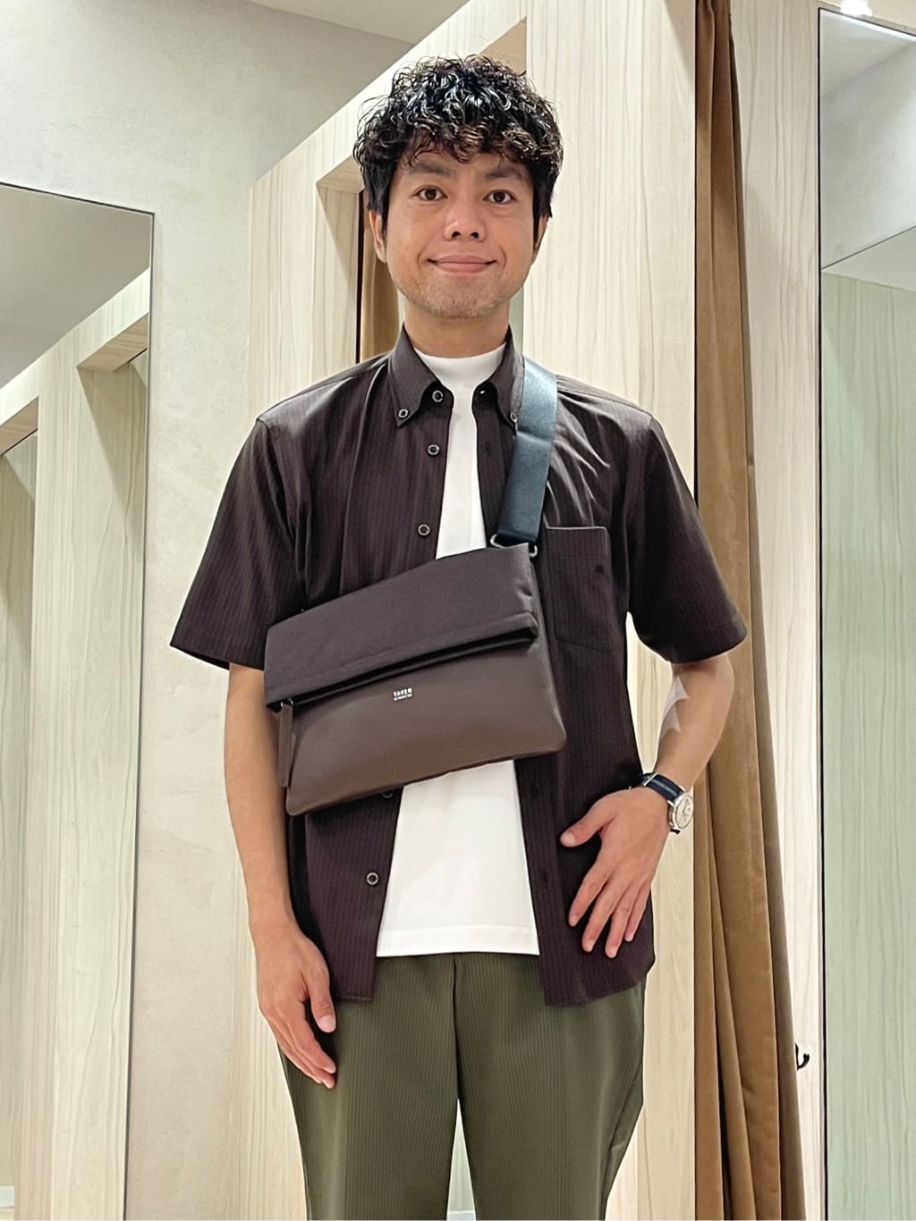 URAさんの「TAKEO KIKUCHI｜【COOL CITY WEAR】ストライプジャージ ボタンダウンシャツ /接触冷感」を使ったコーディネート