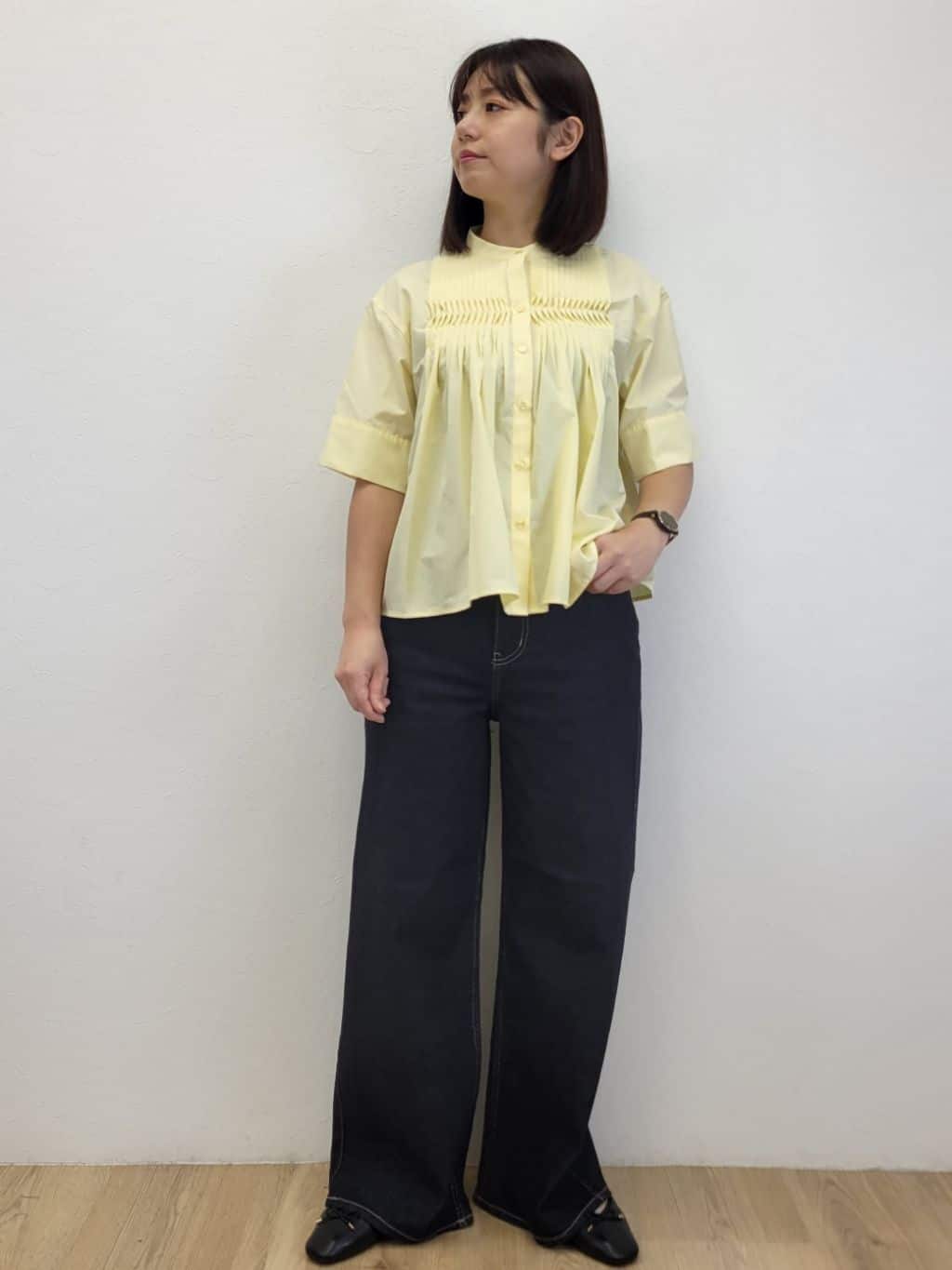 LISAさんの「OPAQUE.CLIP｜ピンタックフレアシャツ【洗濯機洗い可】」を使ったコーディネート