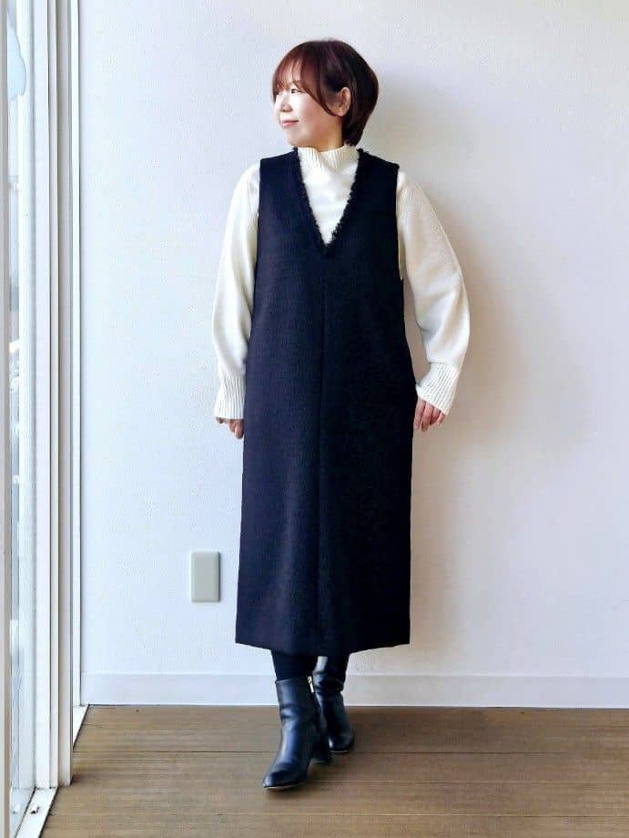 やじまさんの「UNTITLED｜【8色展開/洗える】ウールカシミヤ ハイネックニット」を使ったコーディネート