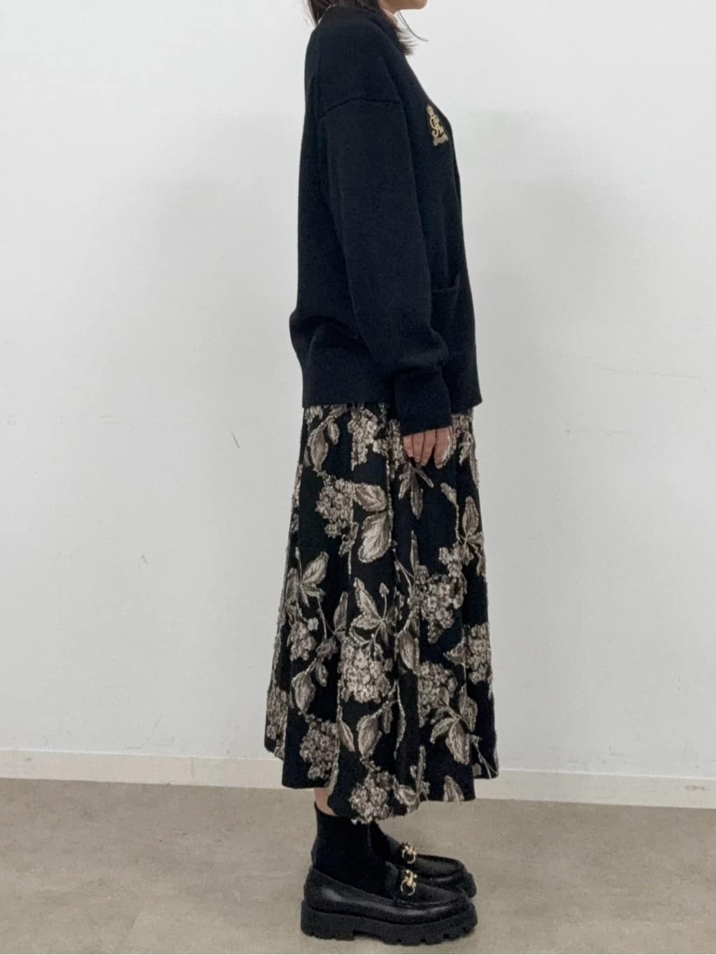 BUNさんの「DRESSTERIOR｜ジャカードフレアスカート」を使ったコーディネート