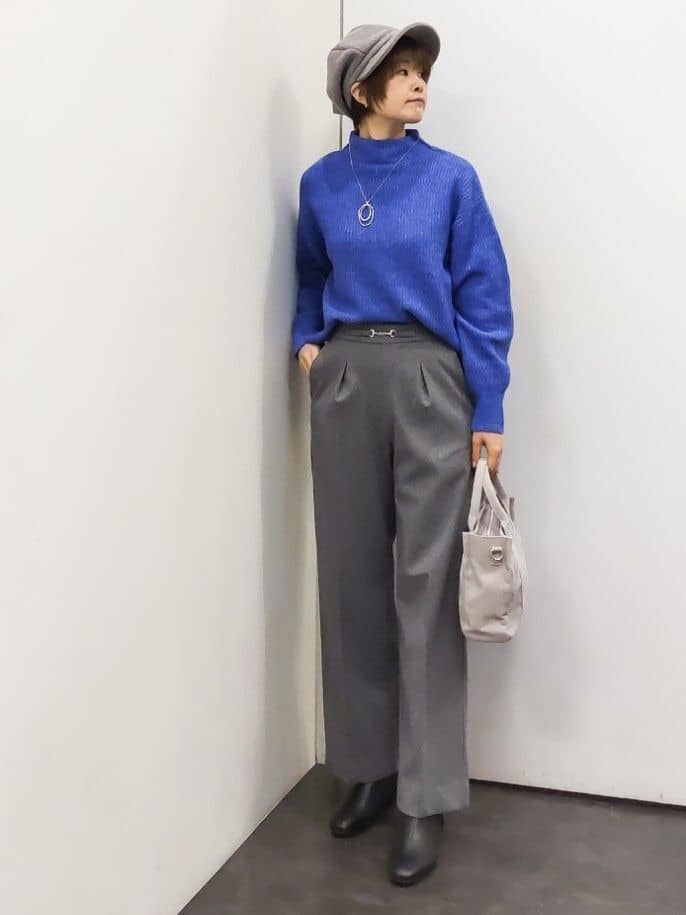 やまちゃんさんの「grove｜【洗える】ふんわりウール混ボトルネックニット」を使ったコーディネート