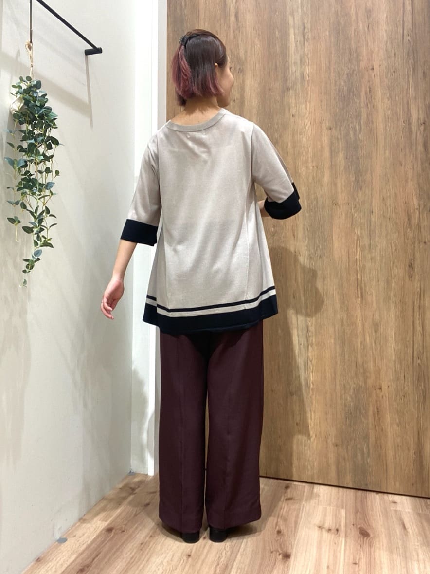 まなしぃさんの「grove｜涼やか体型カバー　配色シアーニットプルオーバー」を使ったコーディネート