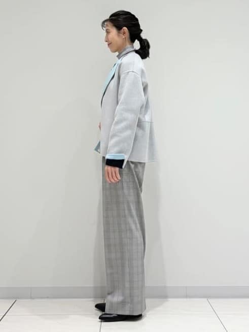 kayoさんの「INDIVI｜【配色デザイン／ショート丈】ウールリバー ノーカラーコート」を使ったコーディネート