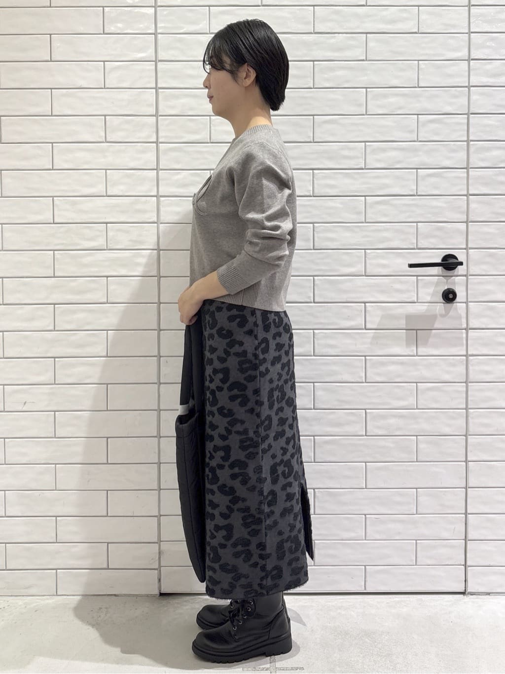 ayumiさんの「OPAQUE.CLIP｜レオパードジャカードニットスカート【洗濯機OK】」を使ったコーディネート