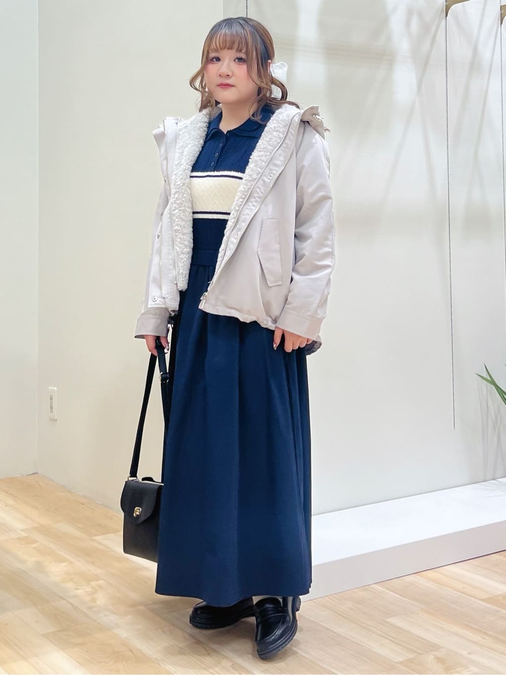 みことさんの「grove｜【時短コーデ】ポロニットドッキングワンピース」を使ったコーディネート