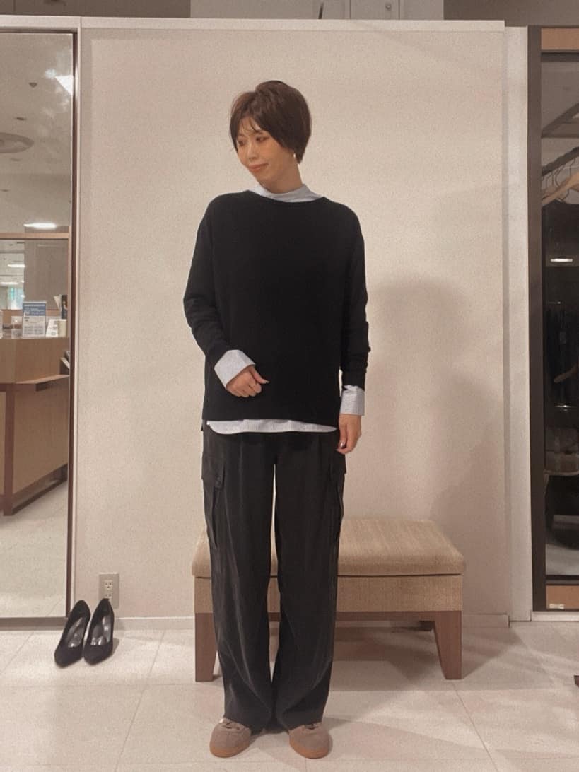 IWAMOさんの「UNTITLED｜【8色展開／コンパクト丈】レーヨン混 コクーンニット」を使ったコーディネート