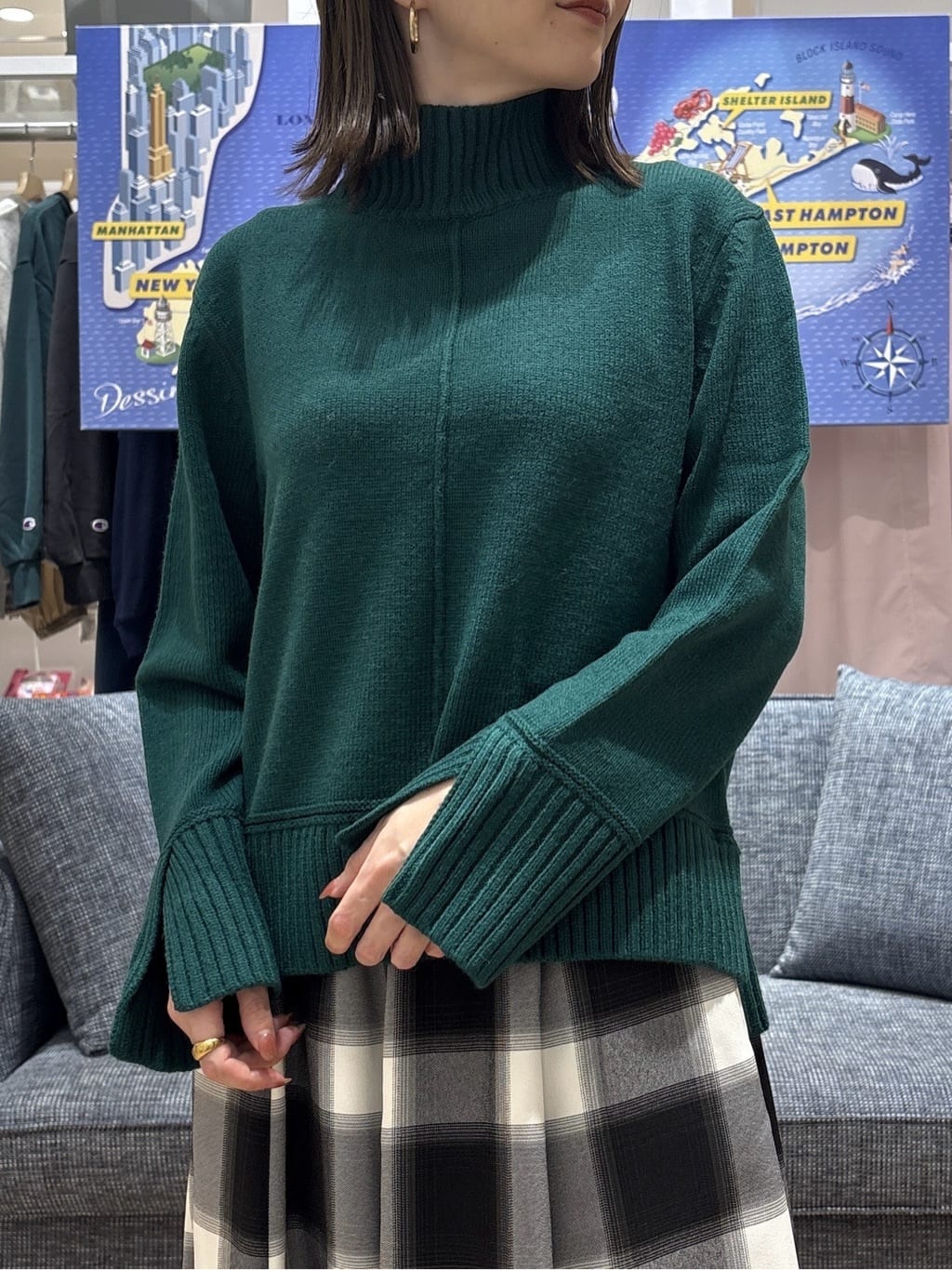 risaさんの「Dessin｜【洗える】センタータックラインハイネックニット」を使ったコーディネート