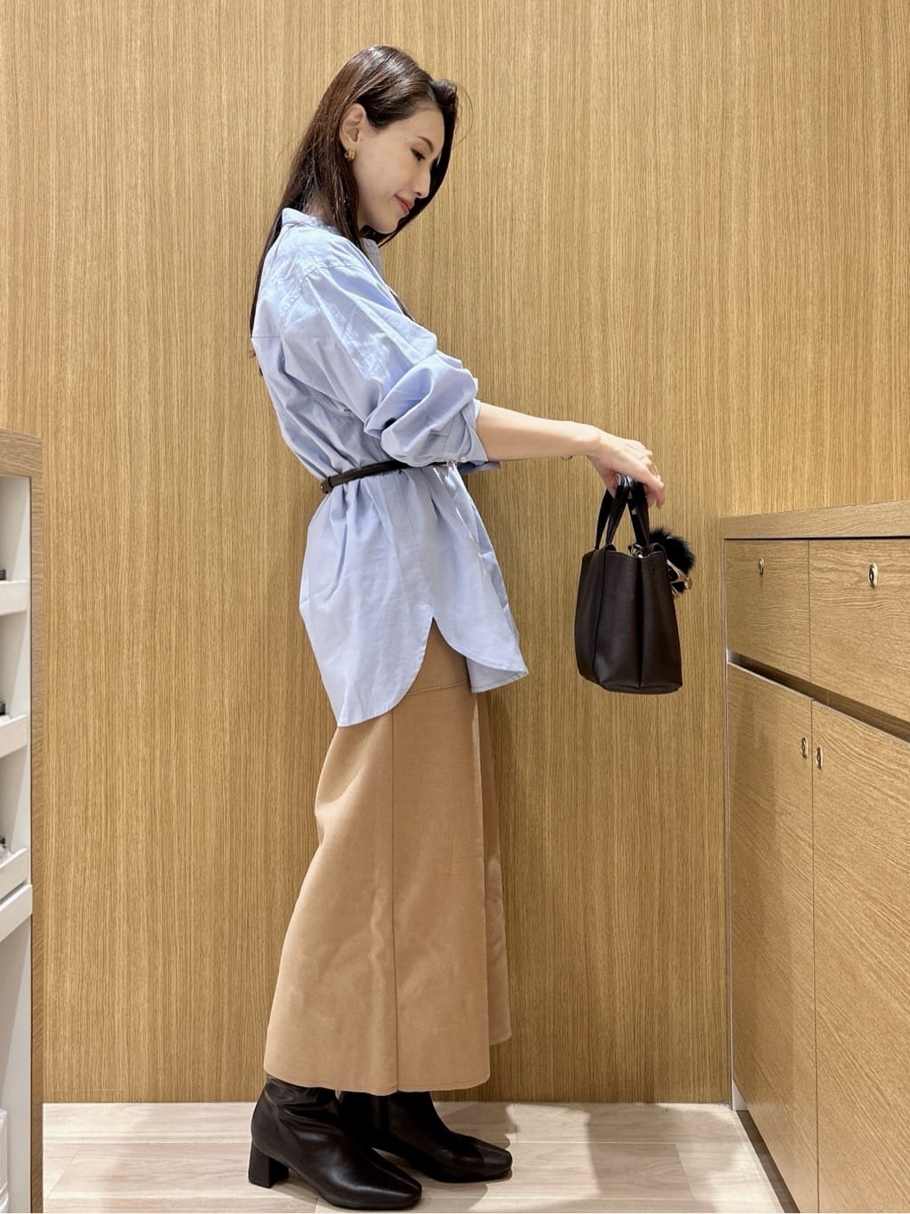 maiさんの「OPAQUE.CLIP｜バンドカラーシャツ【洗濯機OK】」を使ったコーディネート