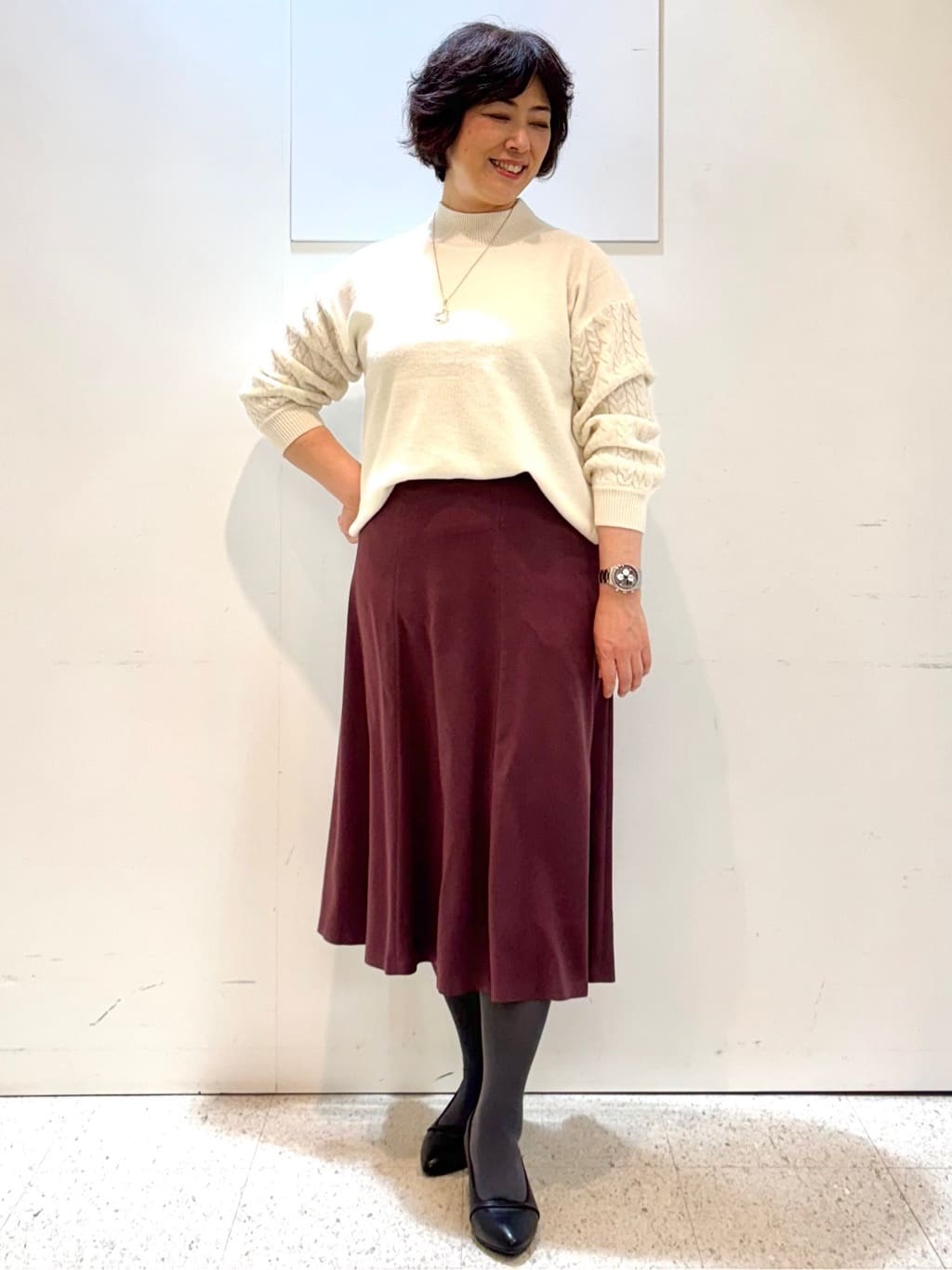 ヤスコさんの「Reflect｜【一枚で着映え◎／ゆったりシルエット】ラメ&times;スパンコールウール混ニット」を使ったコーディネート