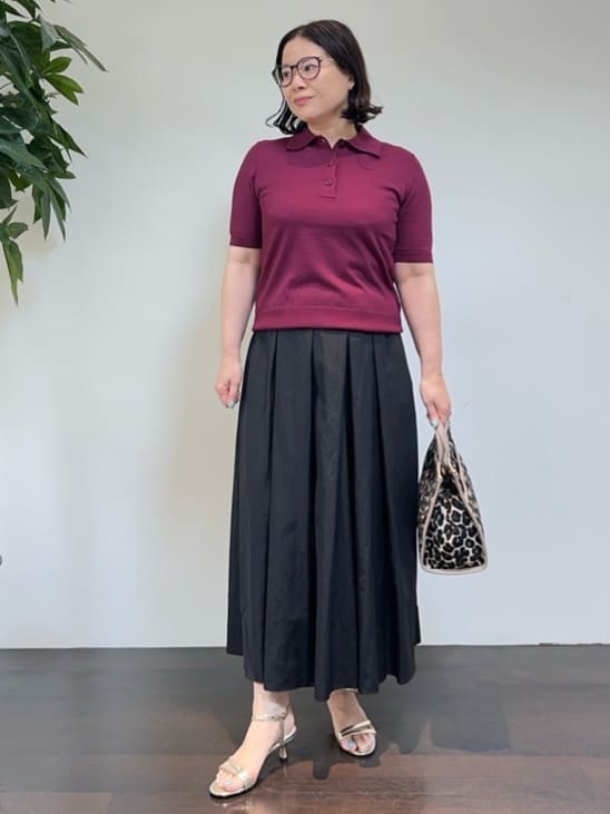 Asamiさんの「UNTITLED｜【トレンド/きれいめ】5分袖ポロニット」を使ったコーディネート