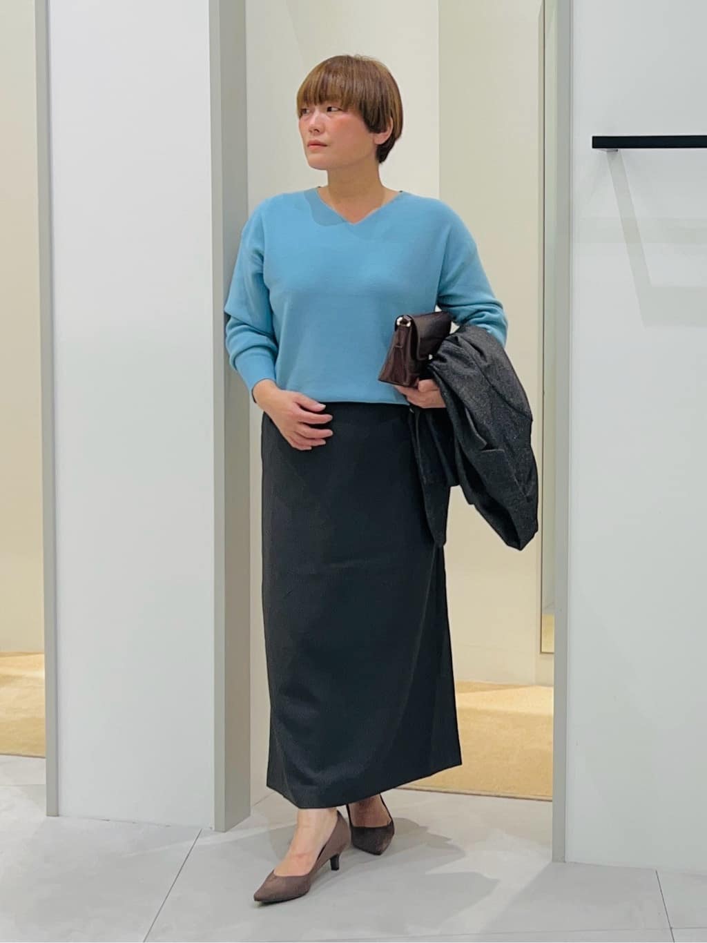 タナさんの「THE SHOP TK｜【洗えるアウター】ヘリンボーン＆チェック柄ジャケット」を使ったコーディネート