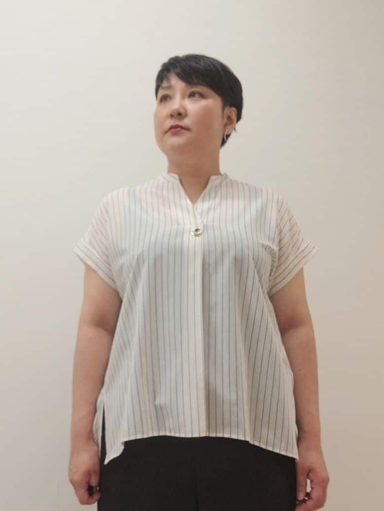 ますこさんの「UNTITLED｜【洗える/スキッパー】フレンチスリーブシアーブラウス」を使ったコーディネート