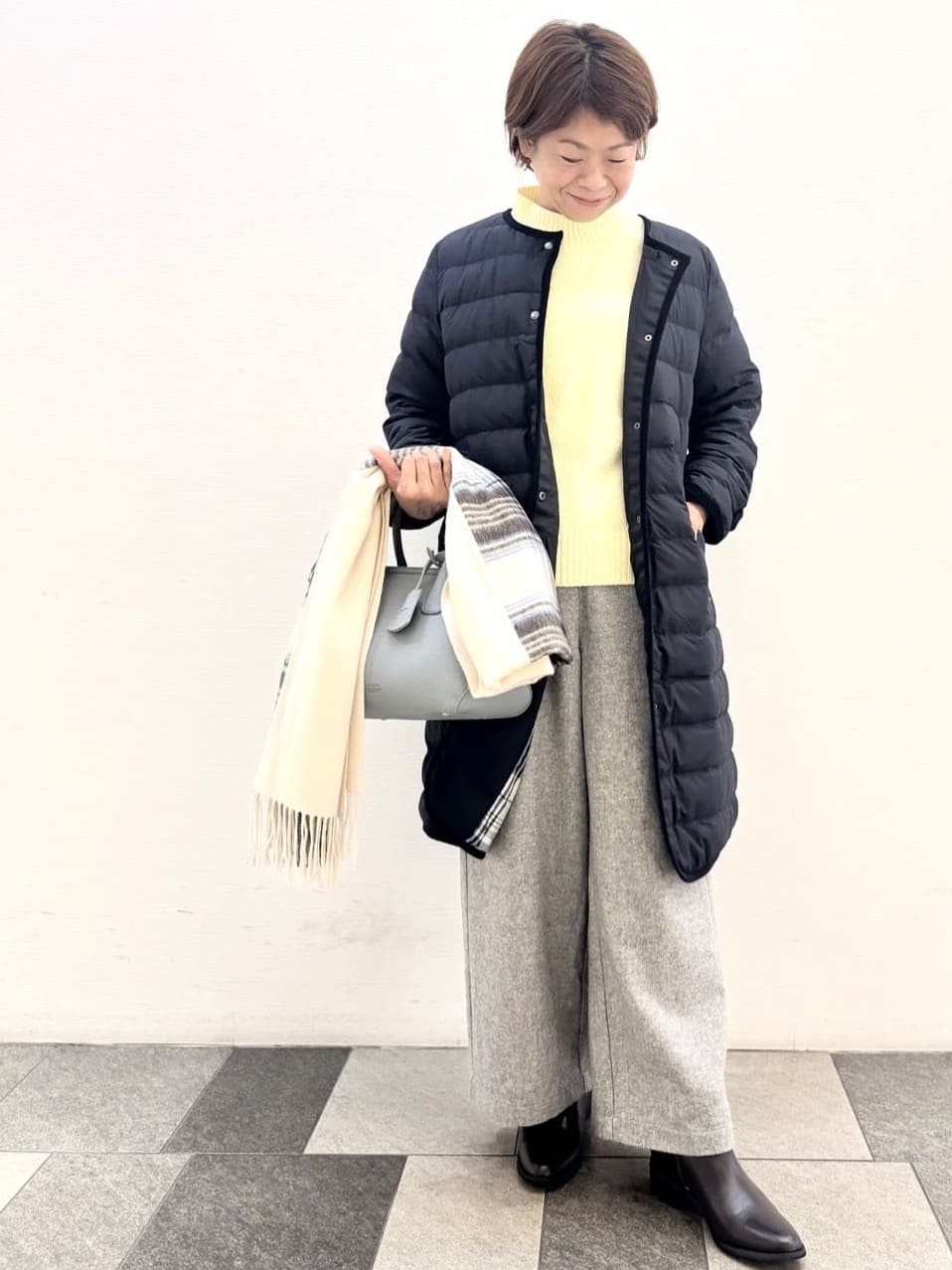 Haruさんの「Dessin｜【洗える】ハイネックベロアモールニット」を使ったコーディネート