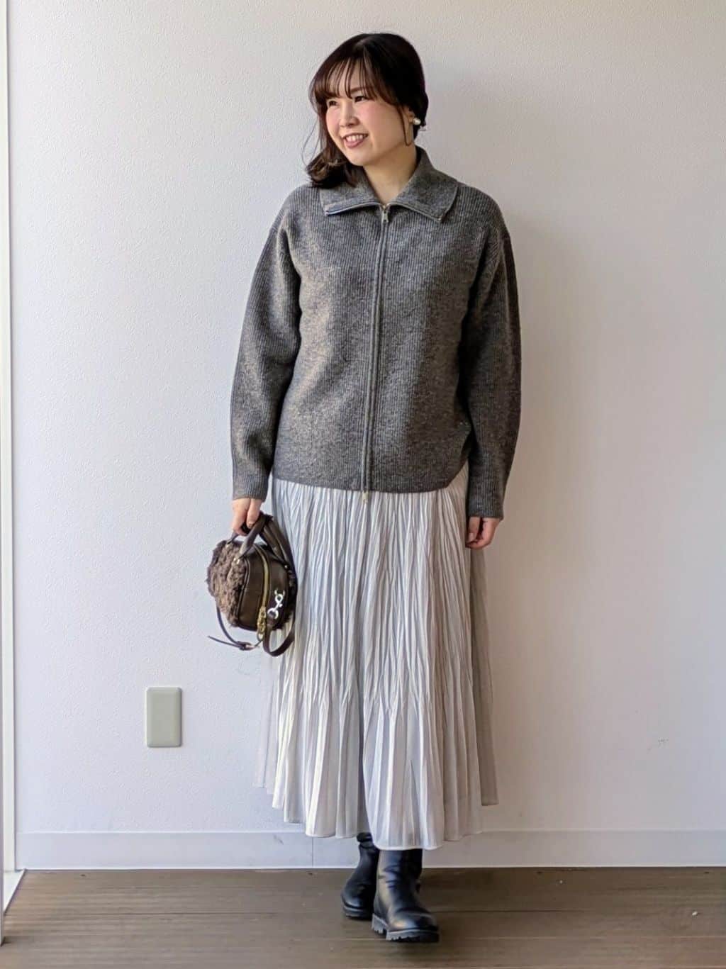 なみきさんの「UNTITLED｜【洗える】カラーネップ ダブルジップカーディガン」を使ったコーディネート