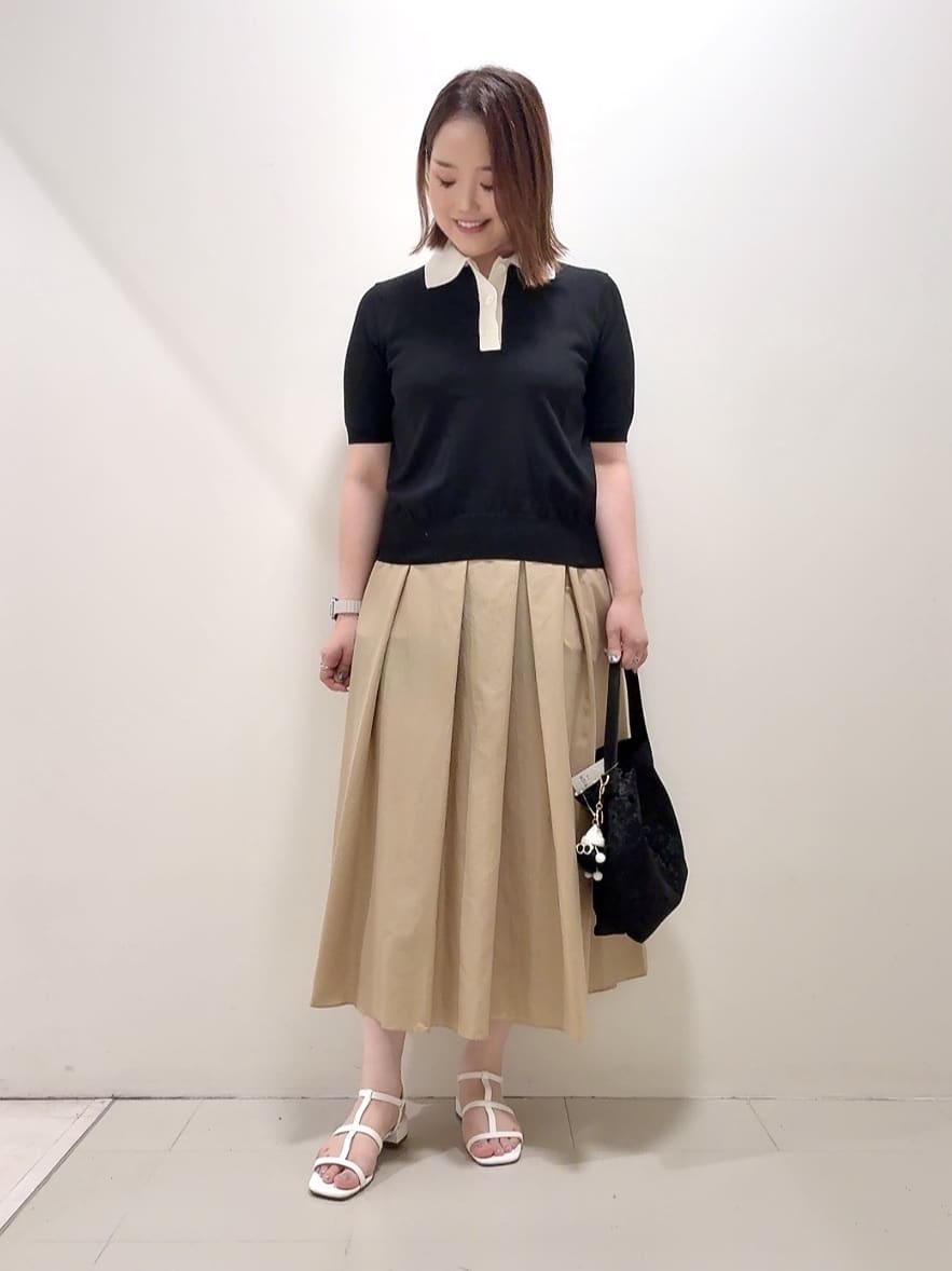 YUIさんの「UNTITLED｜【トレンド/きれいめ】5分袖ポロニット」を使ったコーディネート