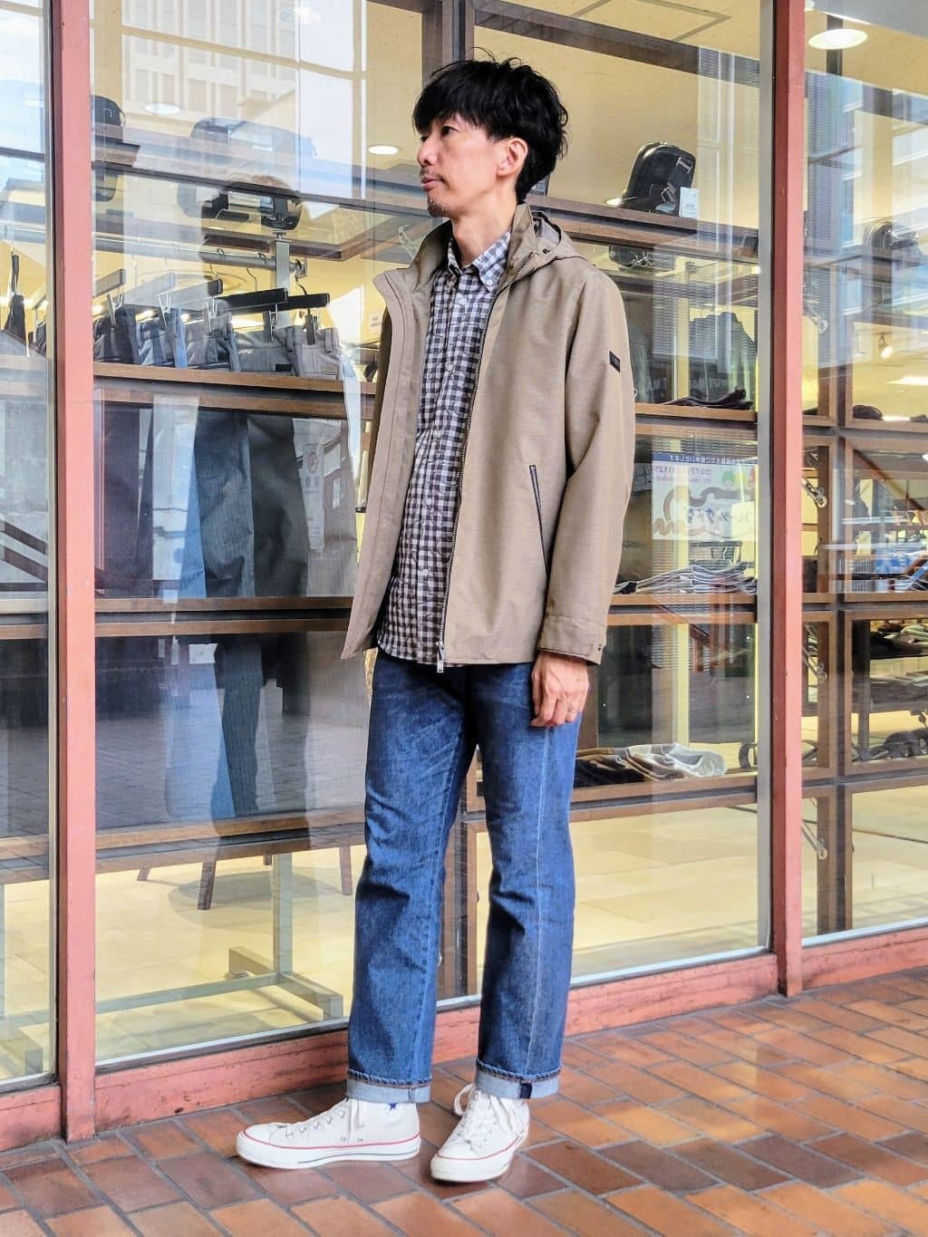piroyaさんの「TAKEO KIKUCHI｜チェックボーラーガーゼシャツ」を使ったコーディネート