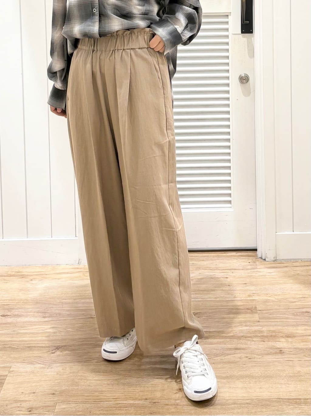 yuinaさんの「Dessin｜【洗える】シアーオンブレーチェックシャツ」を使ったコーディネート