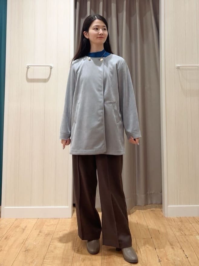 moneさんの「SHOO･LA･RUE｜【S-LL】上品さを纏う やわらかフェイクスエード ミドル丈ブルゾン」を使ったコーディネート