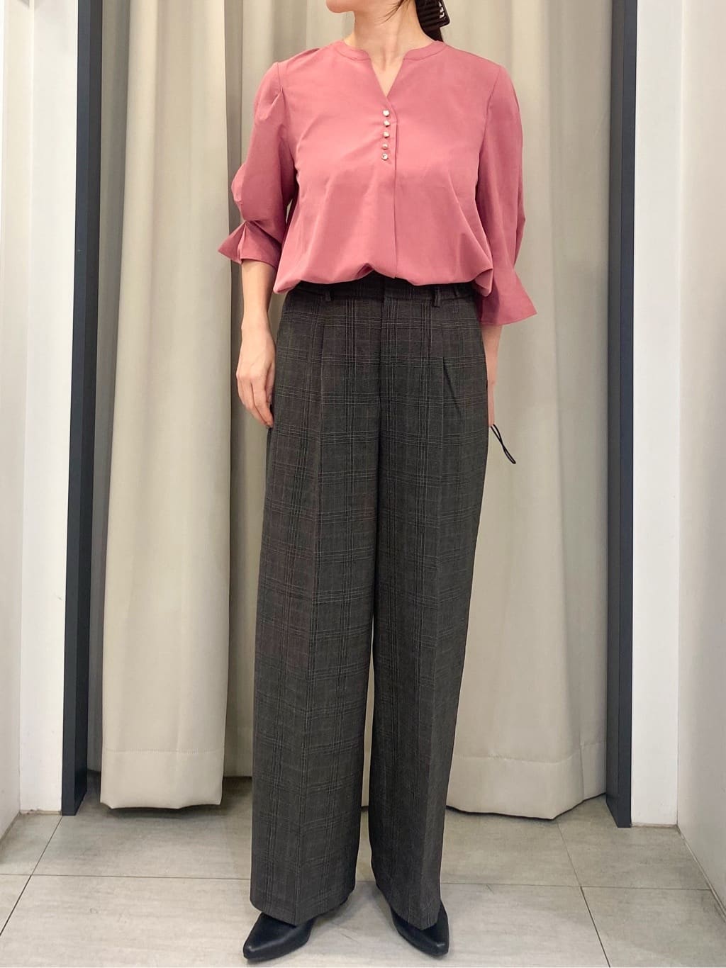 eguchiさんの「grove｜【洗える】毎日履きたいチェックワイドパンツ」を使ったコーディネート